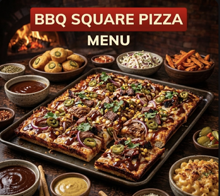 featured image of bbq square pizza