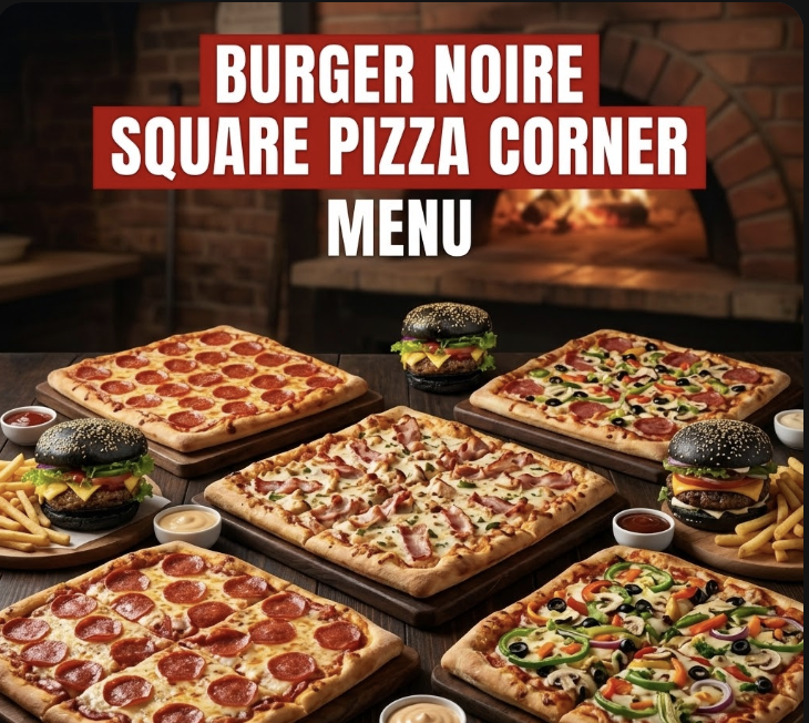 featured image of the burger noire square pizza corner